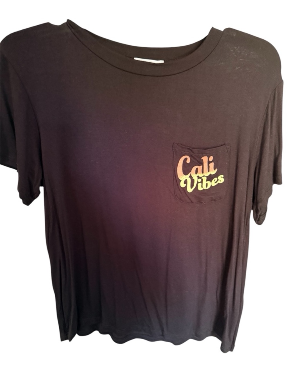 Cali Vibes Pocket Tee - Black with Yellow Accent NWT Sz. M